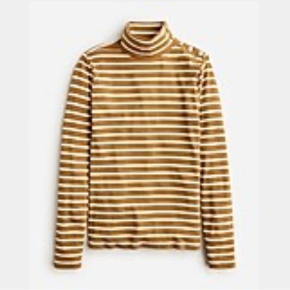 J. Crew vintage rib turtleneck with buttons, stripe ribbed turtleneck, small EUC - Picture 2 of 6